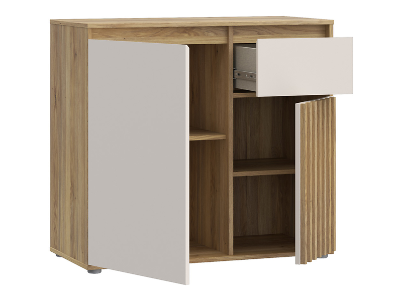 Komoda Eliston 89 cm z 2 drzwiami i szufladą dąb mauvella/sand