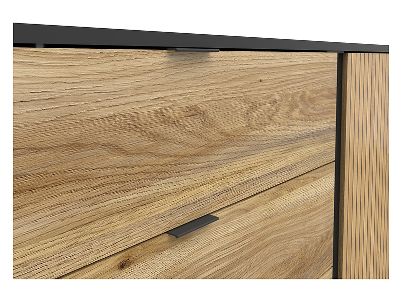 Komoda Luen 143 cm z drzwiami i 3 szufladami dąb tegola/dąb mauvella