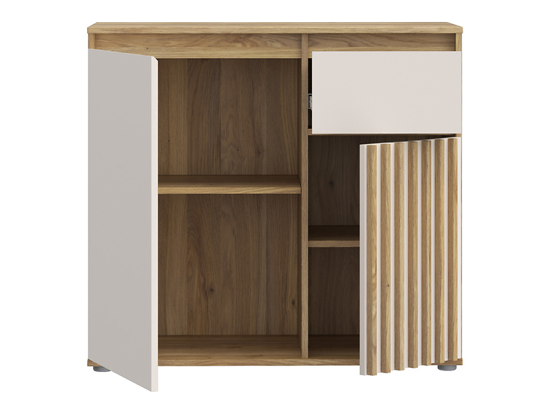 Komoda Eliston 89 cm z 2 drzwiami i szufladą dąb mauvella/sand