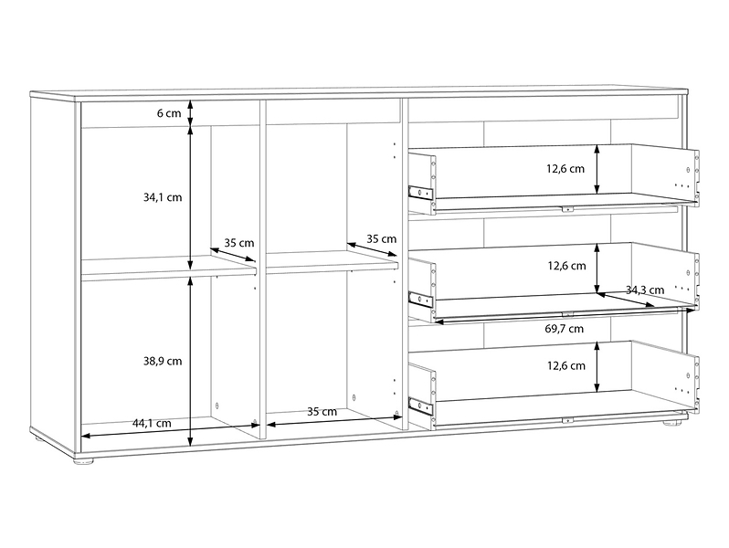 Komoda Eliston 159 cm z 2 drzwiami i 3 szufladami dąb mauvella/sand