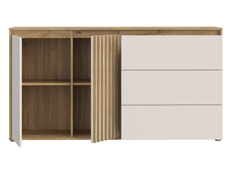 Komoda Eliston 159 cm z 2 drzwiami i 3 szufladami dąb mauvella/sand