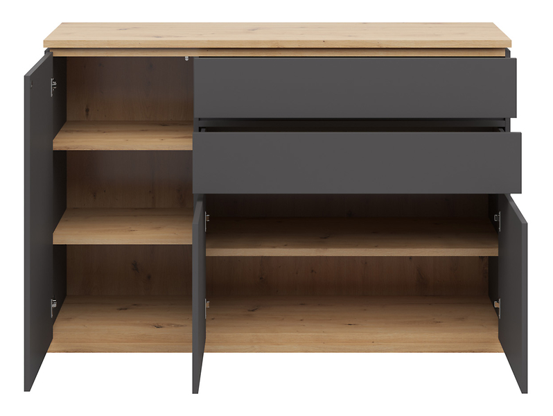 Komoda Yamael 139 cm z 3 drzwiami i 2 szufladami grafitowa