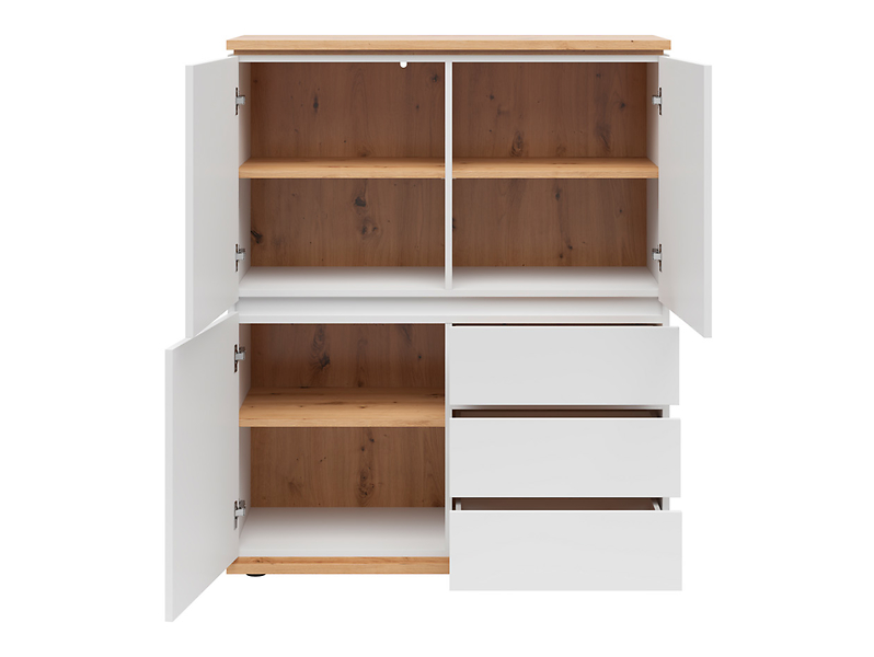 Komoda Yamael 100 cm z 3 drzwiami i szufladami grafit/dąb artisan