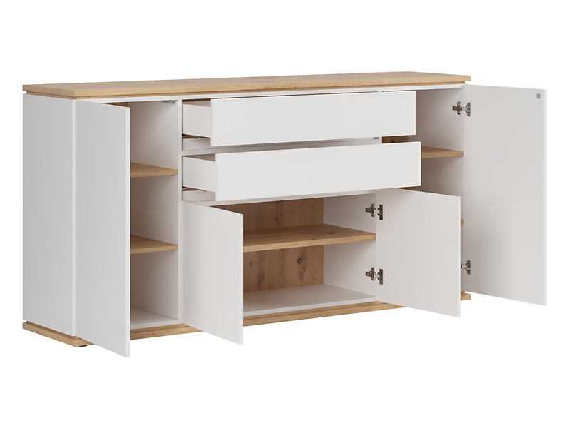 Komoda Yamael 184 cm z 4 drzwiami i 2 szufladami grafitowa