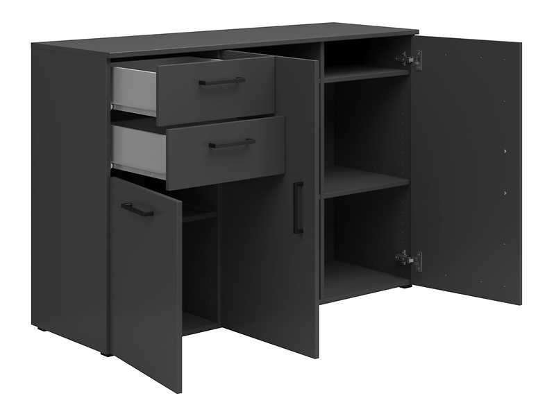 Komoda MultiDo 120 cm z 3 drzwiami i 2 szufladami grafitowa
