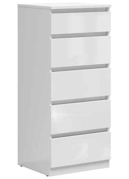Komoda Tetrix 50 cm z 5 szufladami biały połysk