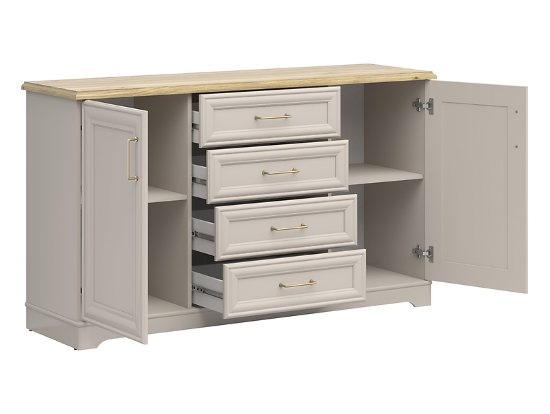 Komoda Anga 154 cm z 2 drzwiami i 4 szufladami kashmir/dąb mauvella