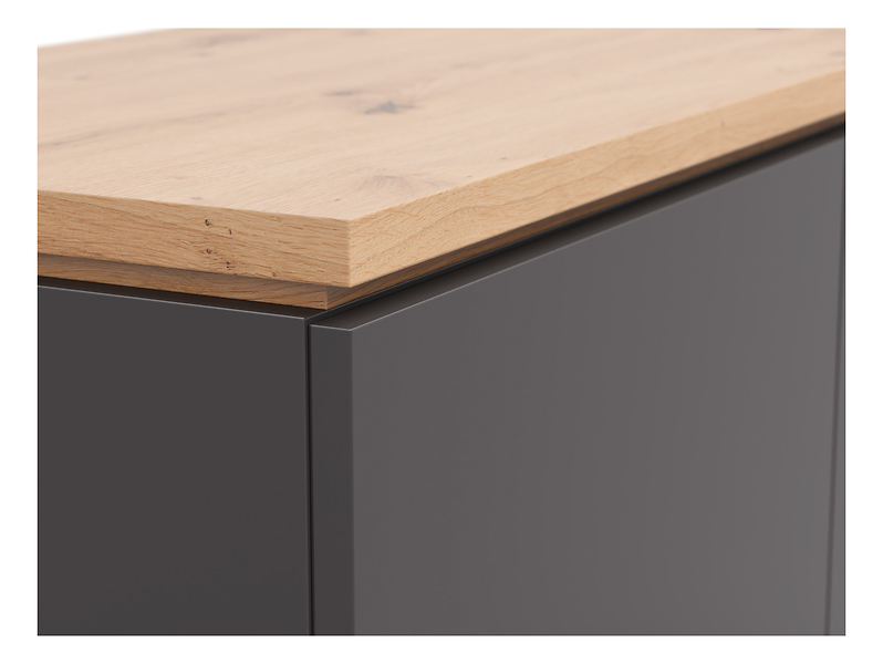 Komoda Yamael 100 cm z 3 drzwiami i szufladami grafit/dąb artisan