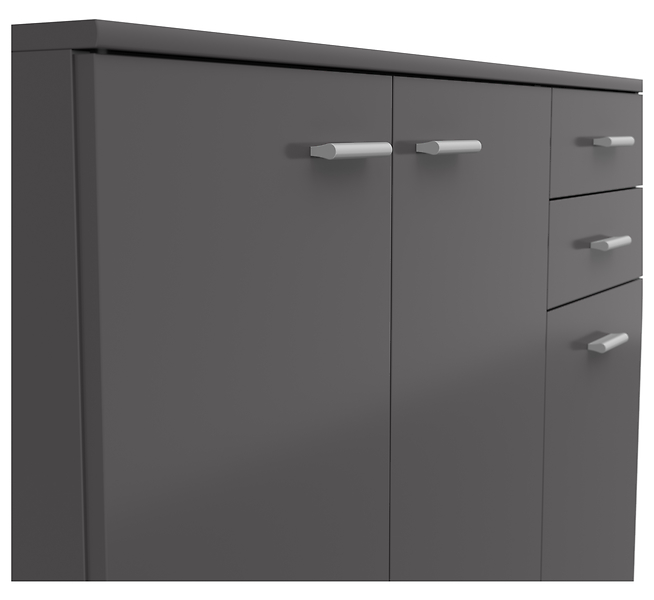 Komoda Noeda 106 cm z 3 drzwiami i 2 szufladami grafit