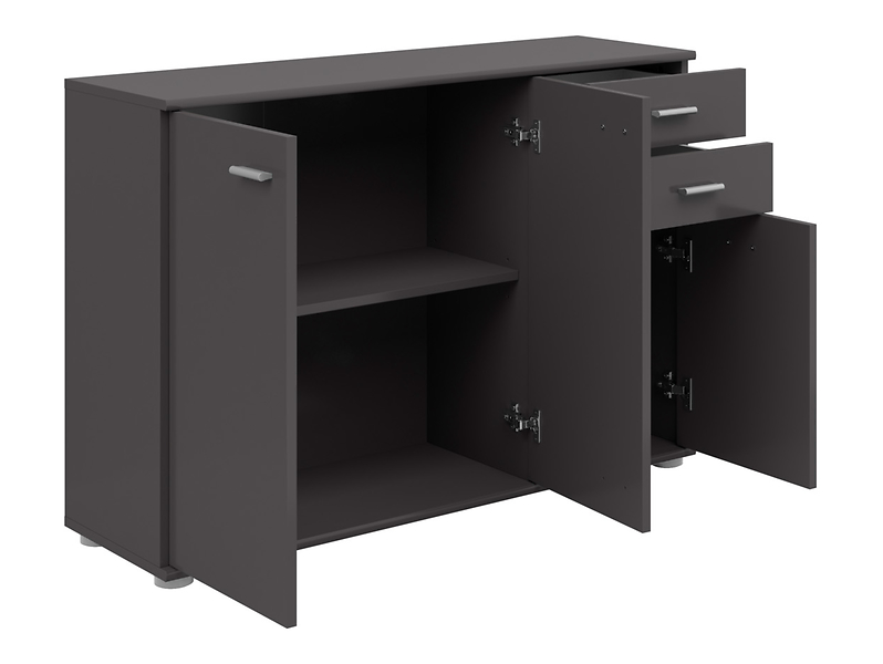 Komoda Noeda 106 cm z 3 drzwiami i 2 szufladami grafit