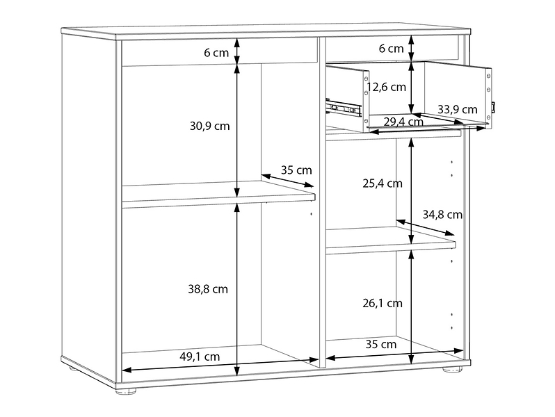 Komoda Eliston 89 cm z 2 drzwiami i szufladą dąb mauvella/sand