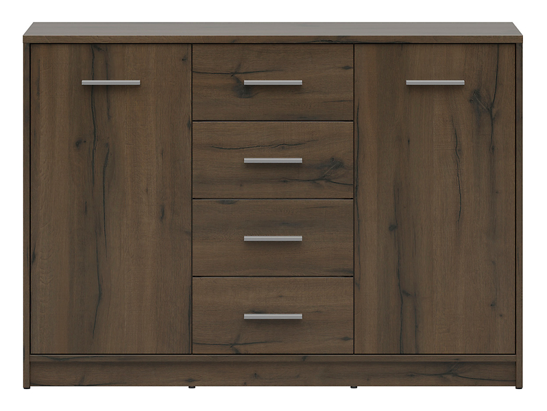 Komoda Nepo Plus 119 cm z 2 drzwiami i 4 szufladami dąb sonoma/biały
