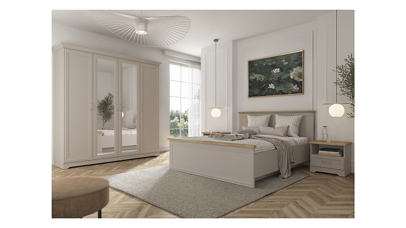 Komoda Anga 154 cm z 2 drzwiami i 4 szufladami kashmir/dąb mauvella