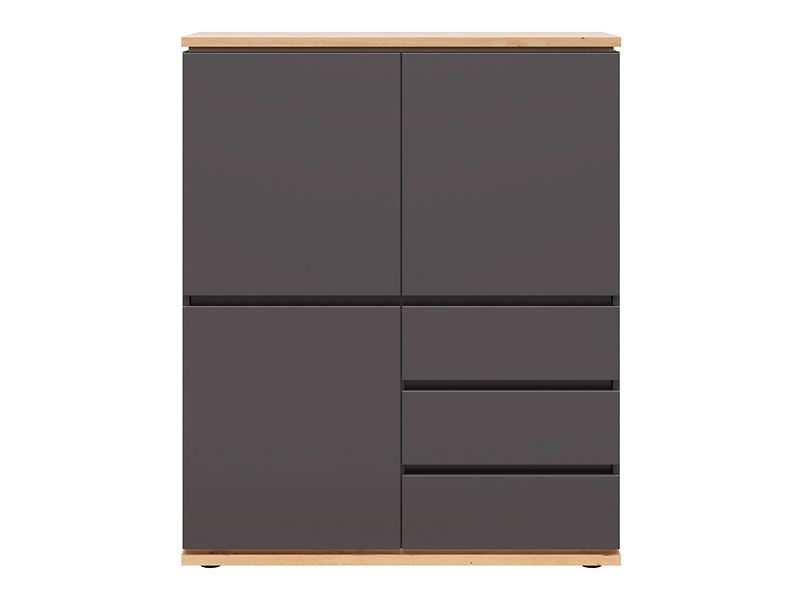 Komoda Yamael 100 cm z 3 drzwiami i szufladami grafit/dąb artisan