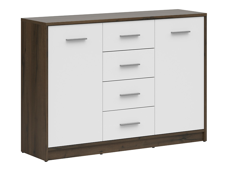 Komoda Nepo Plus 119 cm z 2 drzwiami i 4 szufladami dąb sonoma/biały