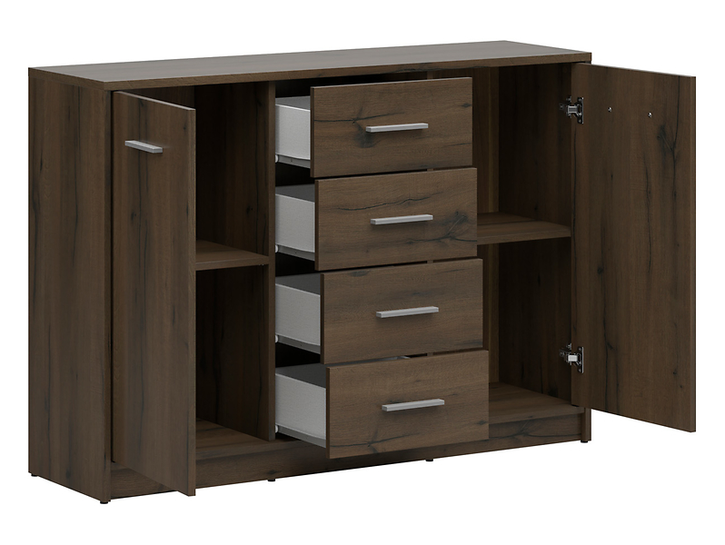 Komoda Nepo Plus 119 cm z 2 drzwiami i 4 szufladami dąb sonoma/biały