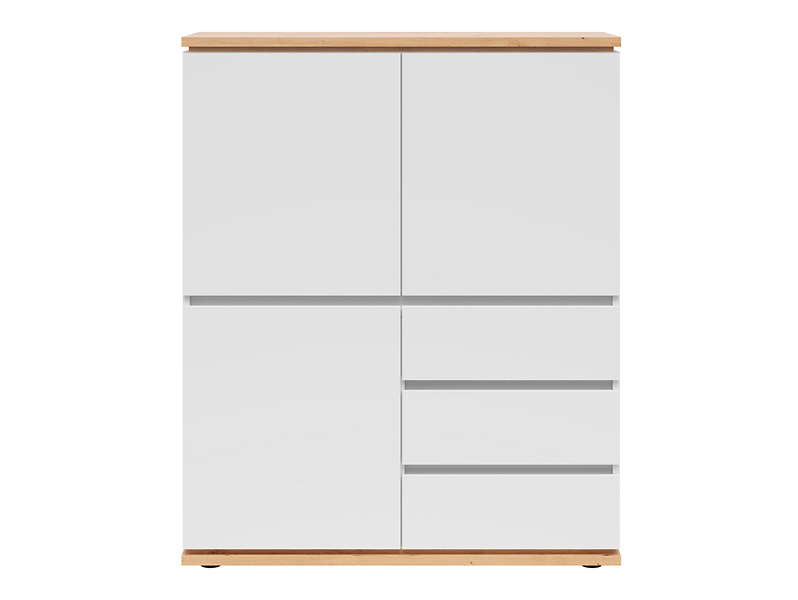 Komoda Yamael 100 cm z 3 drzwiami i szufladami grafit/dąb artisan