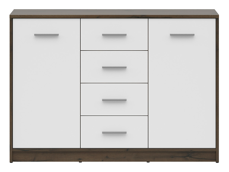 Komoda Nepo Plus 119 cm z 2 drzwiami i 4 szufladami dąb sonoma/biały