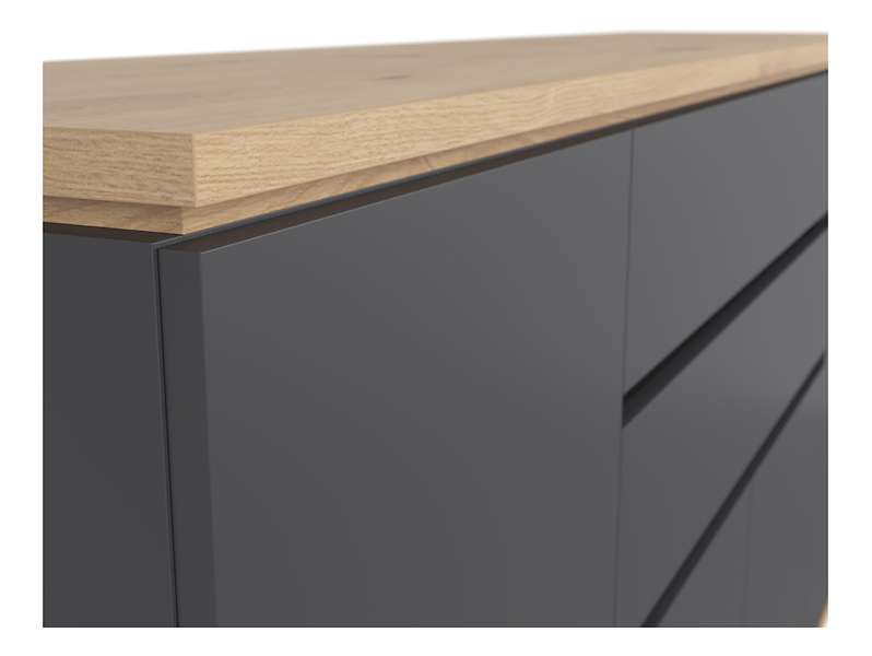 Komoda Yamael 184 cm z 4 drzwiami i 2 szufladami grafitowa