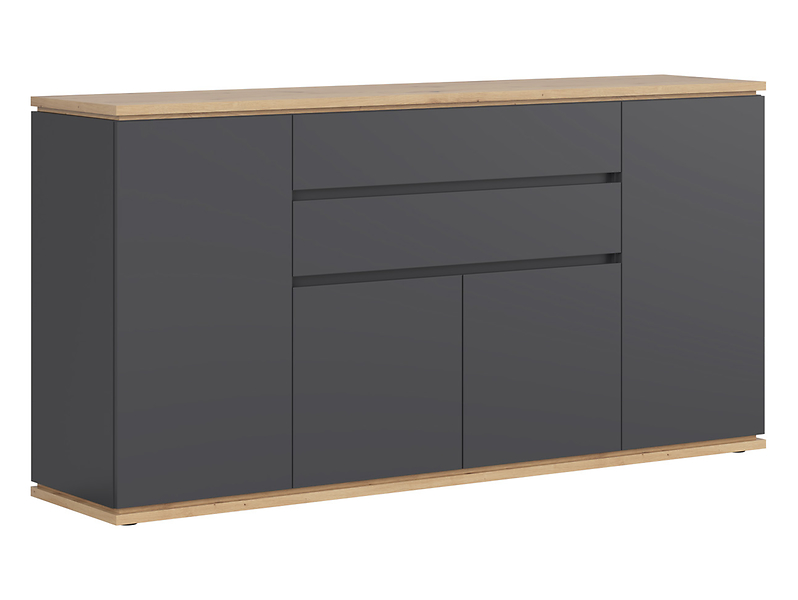 Komoda Yamael 184 cm z 4 drzwiami i 2 szufladami grafitowa