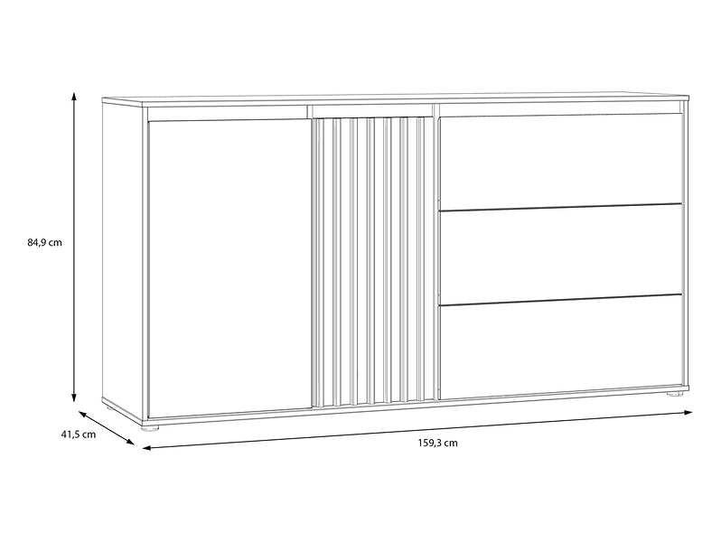 Komoda Eliston 159 cm z 2 drzwiami i 3 szufladami dąb mauvella/sand