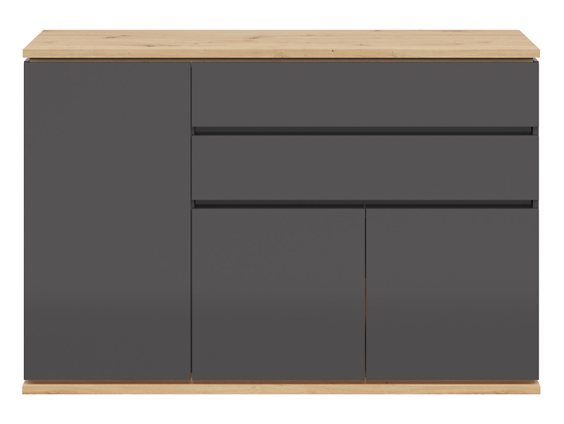 Komoda Yamael 139 cm z 3 drzwiami i 2 szufladami grafitowa