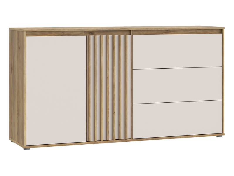 Komoda Eliston 159 cm z 2 drzwiami i 3 szufladami dąb mauvella/sand