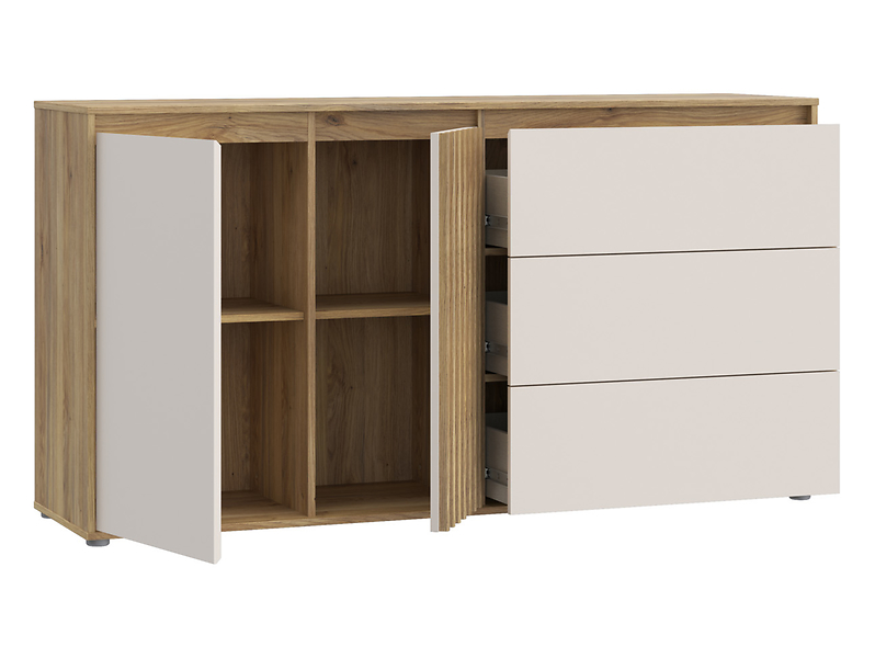 Komoda Eliston 159 cm z 2 drzwiami i 3 szufladami dąb mauvella/sand