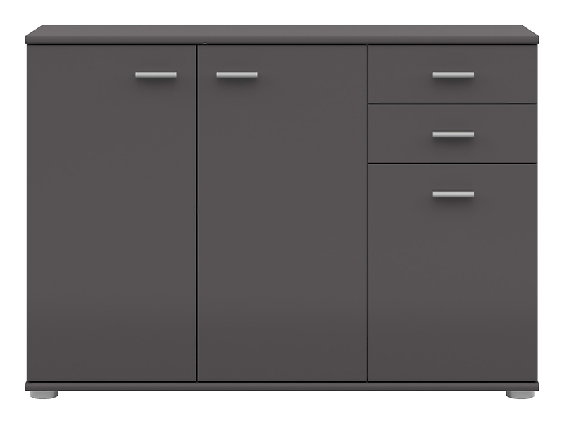 Komoda Noeda 106 cm z 3 drzwiami i 2 szufladami grafit
