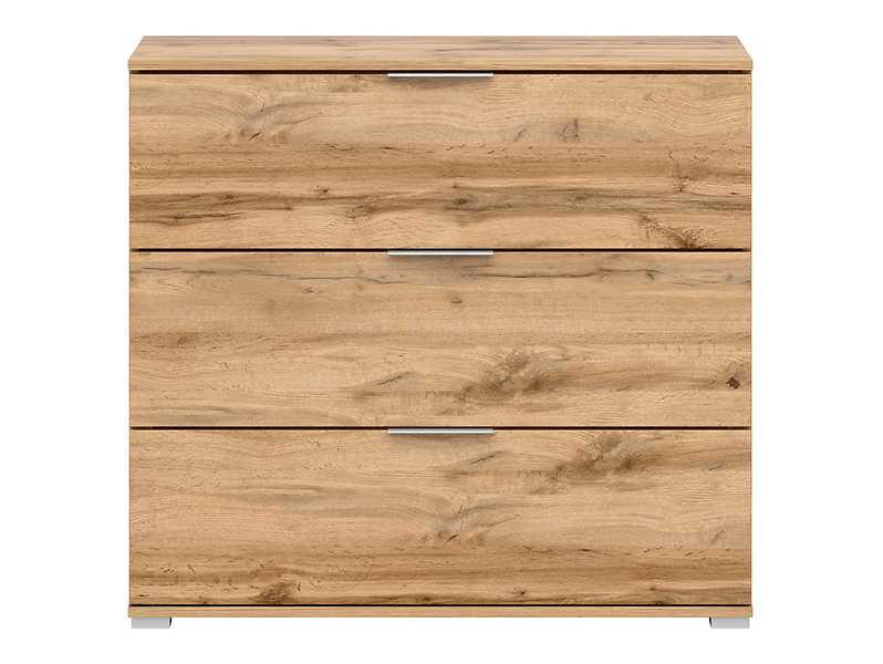 Komoda Zele 95 cm z 3 szufladami dąb wotan/biały połysk