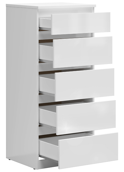 Komoda Tetrix 50 cm z 5 szufladami biały połysk