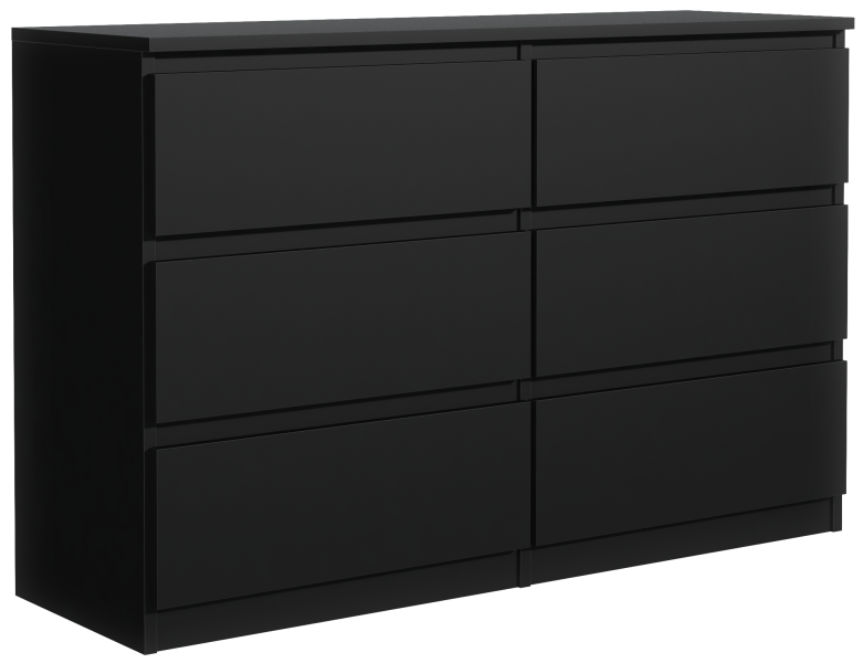 Komoda 6 szuflad 120cm biały połysk pojemna szafka do salonu sypialni