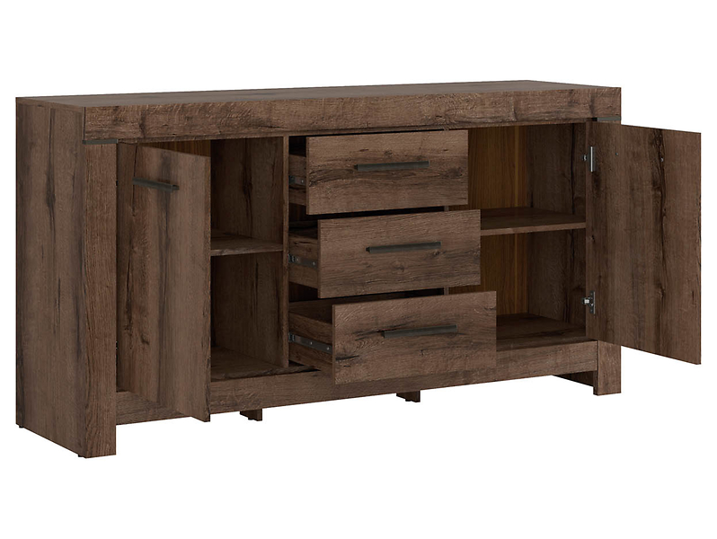 Komoda Balin 160 cm z 2 drzwiami i 3 szufladami dąb monastery/dąb czarny