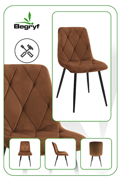 Krzesło Storczyk ciemno niebieskie welur do salonu do jadalni  Begryf