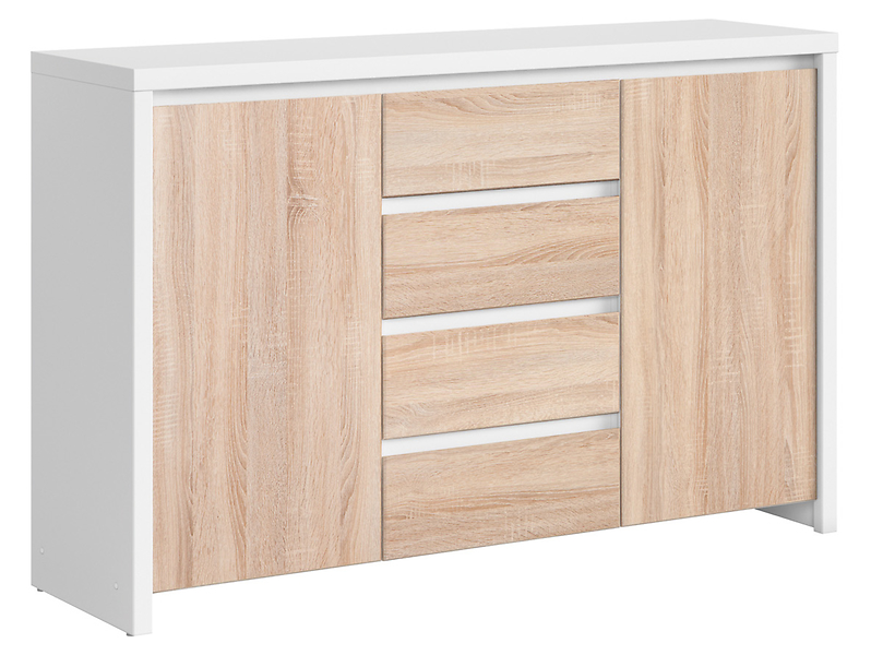 Komoda Kaspian 144 cm z 2 drzwiami i 4 szufladami dąb sonoma