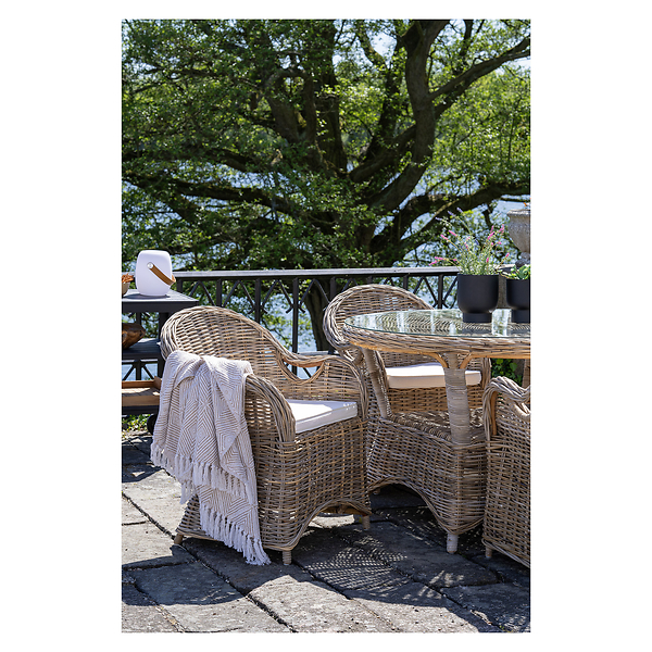 KRZESŁO Larisa RATTANOWE metalowa rama szara poduszka