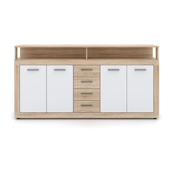 Komoda z Szufladami Duża Do Salonu BLAGO Dąb Sonoma Biała