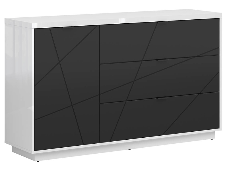 Komoda Forn 156 cm z drzwiami i 3 szufladami dąb delano ciemny/czarny mat