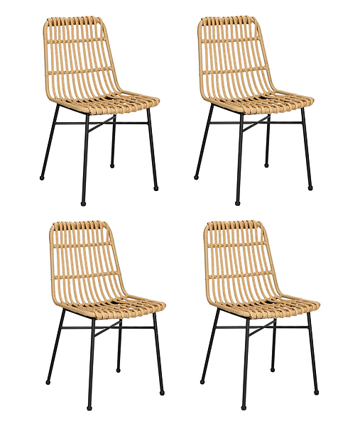 Zestaw 4 KRZESŁA Surabaya technorattan i stal profilowane