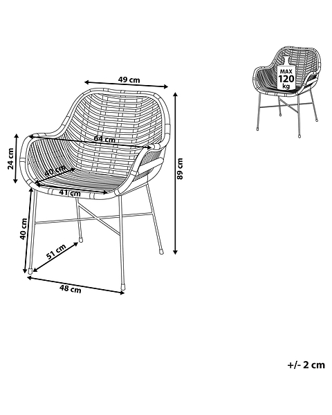 Krzesło z rattanu jadalnia salon brązowe