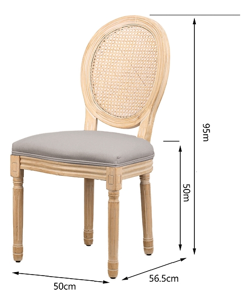 Zestaw 2 krzeseł drewno/plecionka beż tkanina