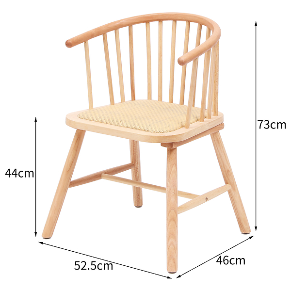 Zestaw 2 krzeseł z litego drewna i naturalnego rattanu