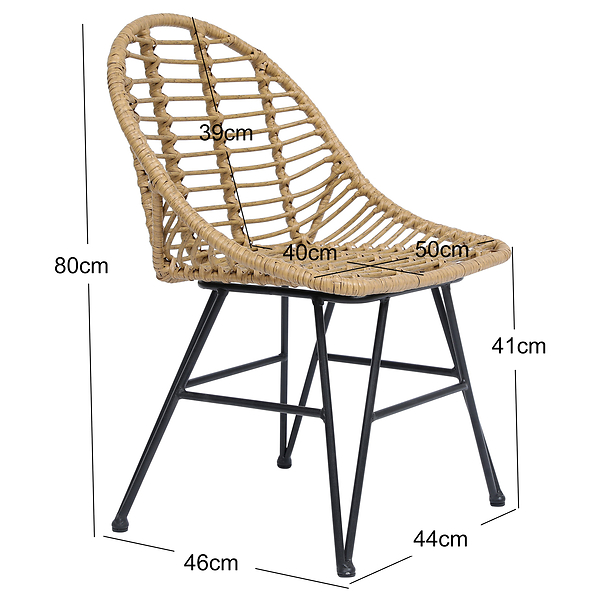 Zestaw 4 krzeseł z metalu i rattanu