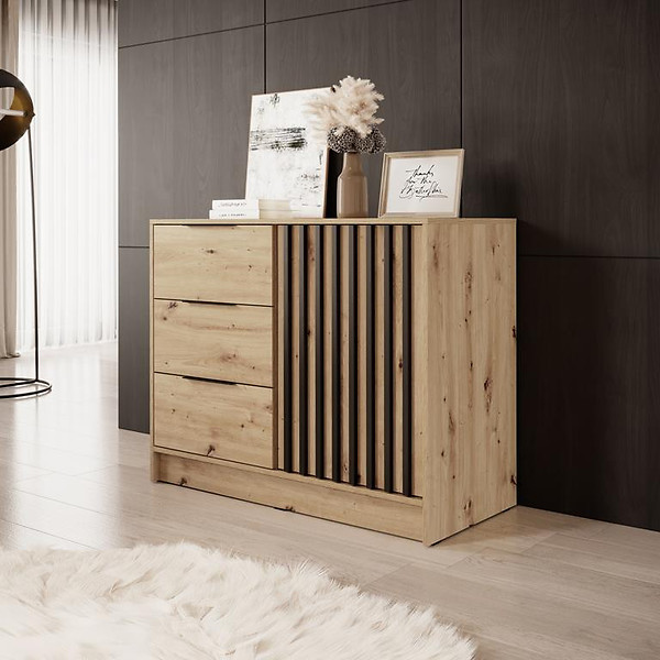 Komoda do sypialni Nelly lamele 2D szara