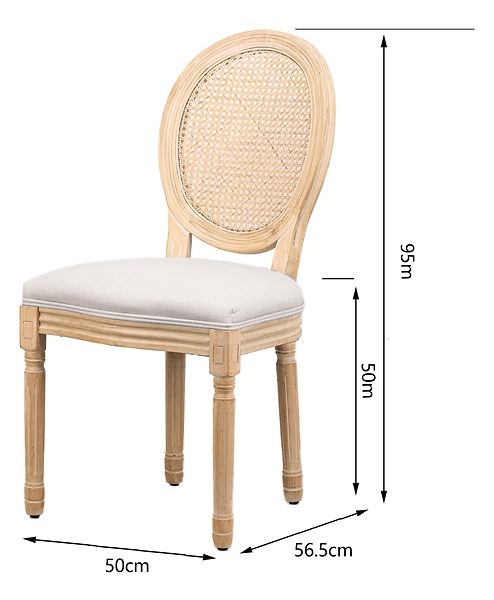 Zestaw 2 krzeseł drewno/plecionka beż tkanina