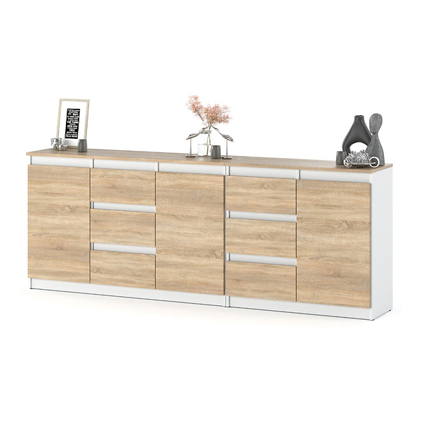 Komoda młodzieżowa 6 szuflad 200cm duża szafka szara wotan