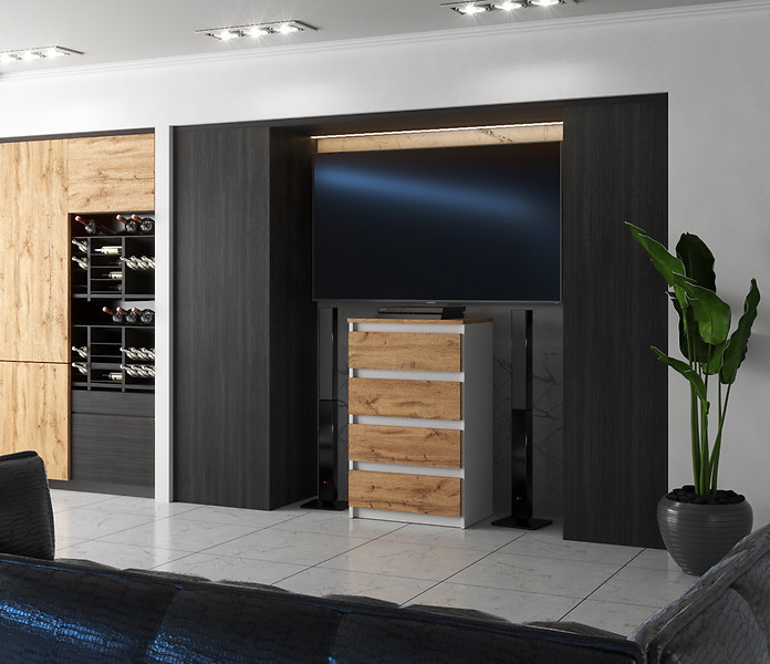 Komoda 4 szuflady 60cm hugo szafka do sypialni salonu szara