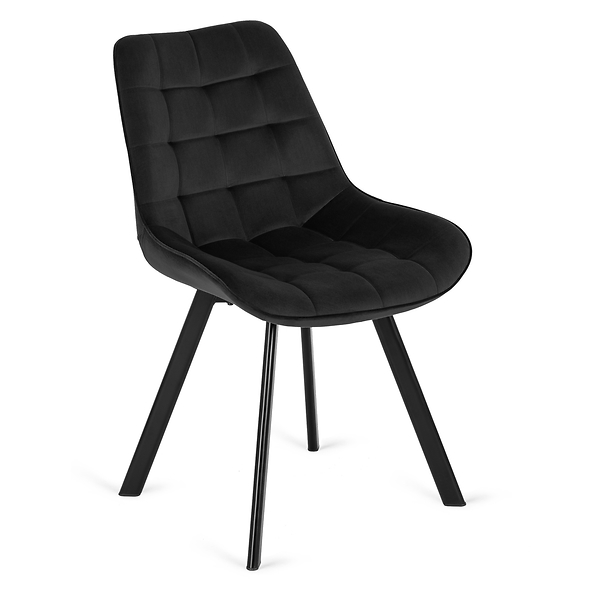 Zestaw 6x Krzesło Tapicerowane RICK do Salonu Czarne Welurowe Loft