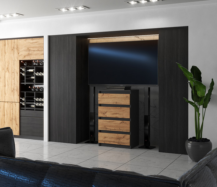 Komoda 4 szuflady 60cm hugo szafka do sypialni salonu szara