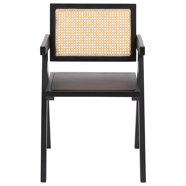 Krzesło stołowe z drewna i czarnym plecionką